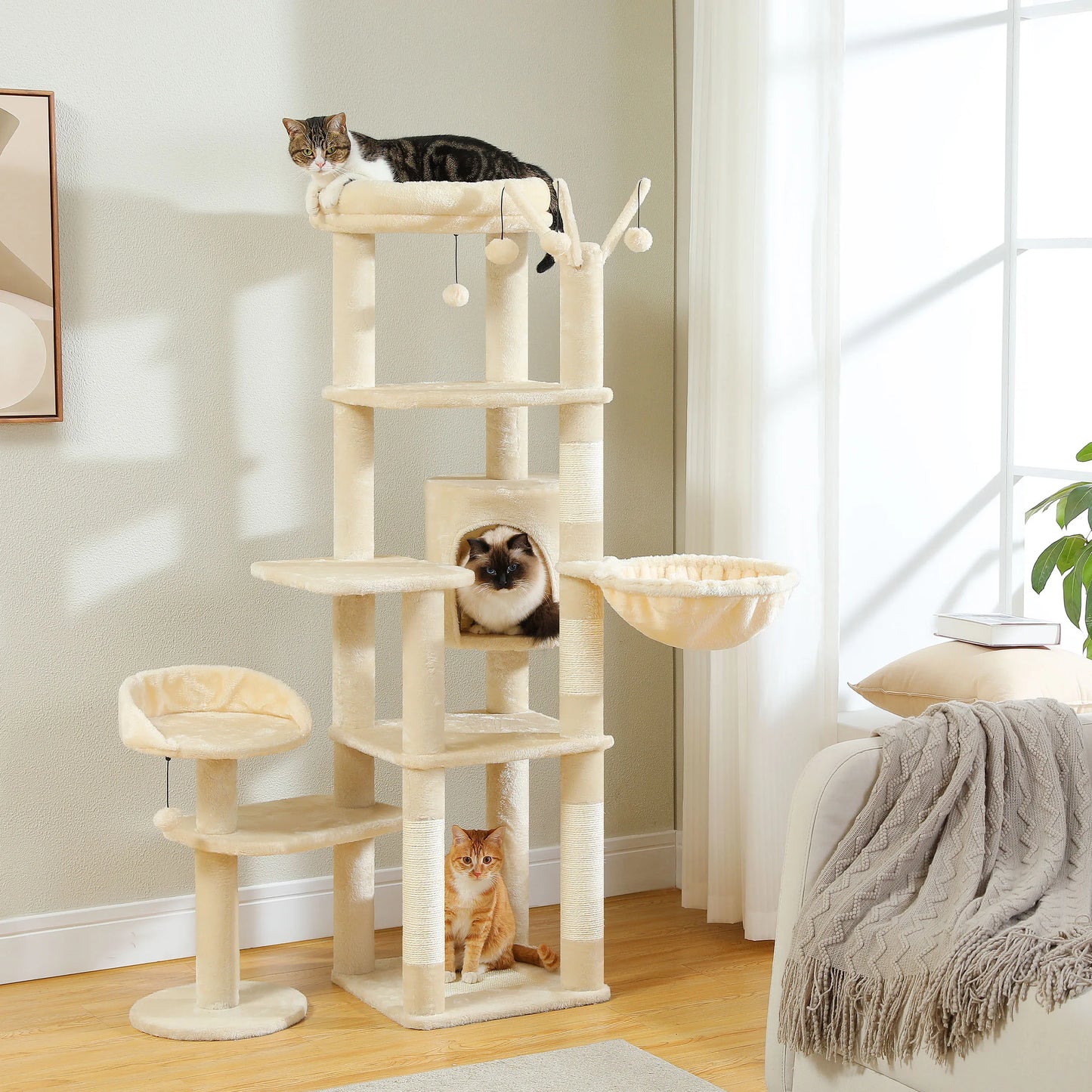 Multi-Level Cat Tree Tower with Hammock, Perches & Condo