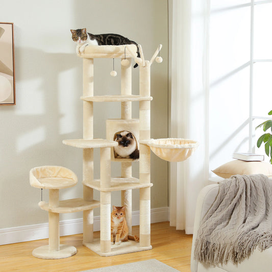 Multi-Level Cat Tree Tower with Hammock, Perches & Condo